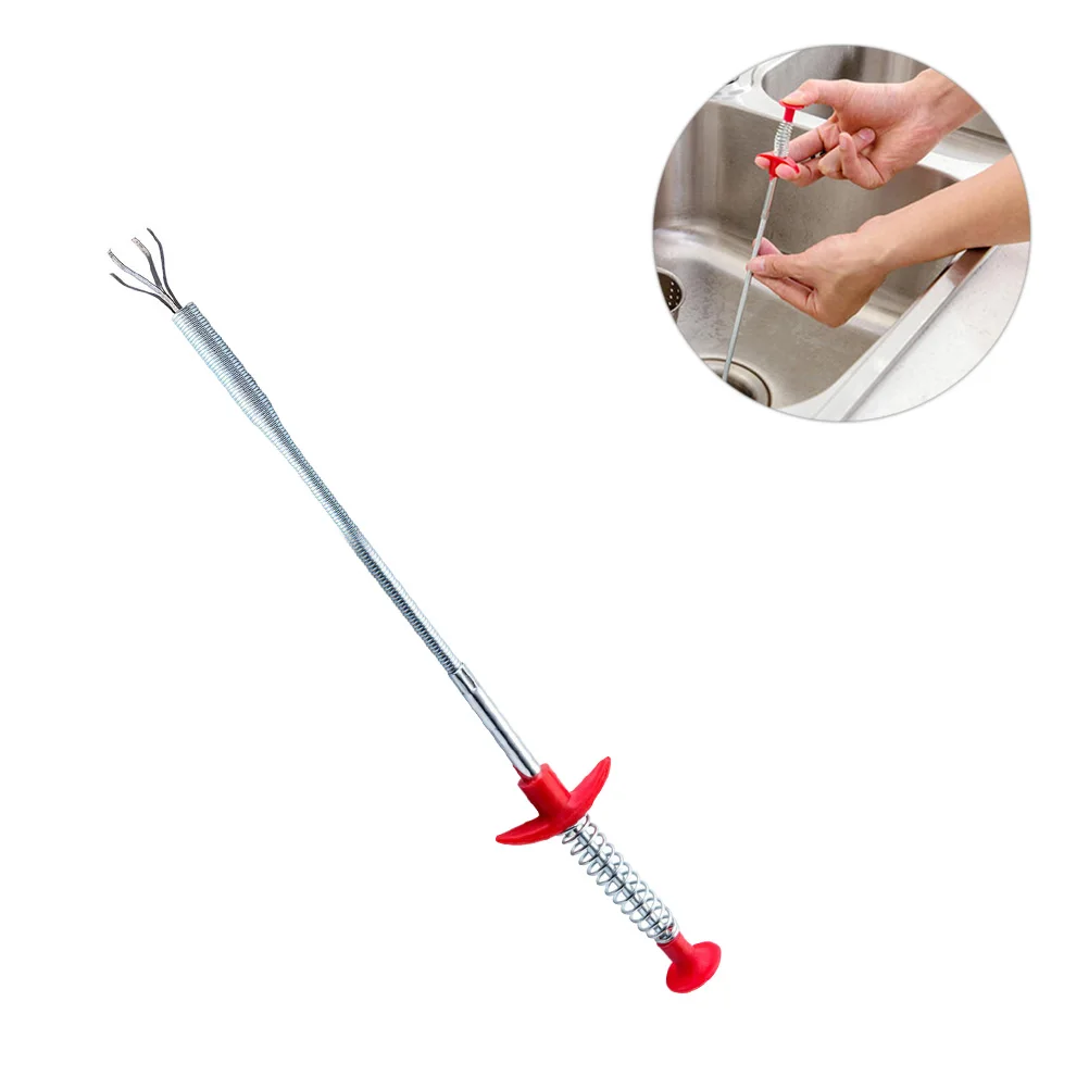 

60Cm Spiral Cleaning Extractor Screw Hair Remover Sewer For Kitchen Sink Tub Pipe Clogged Steel Wire Tool Flexible Light