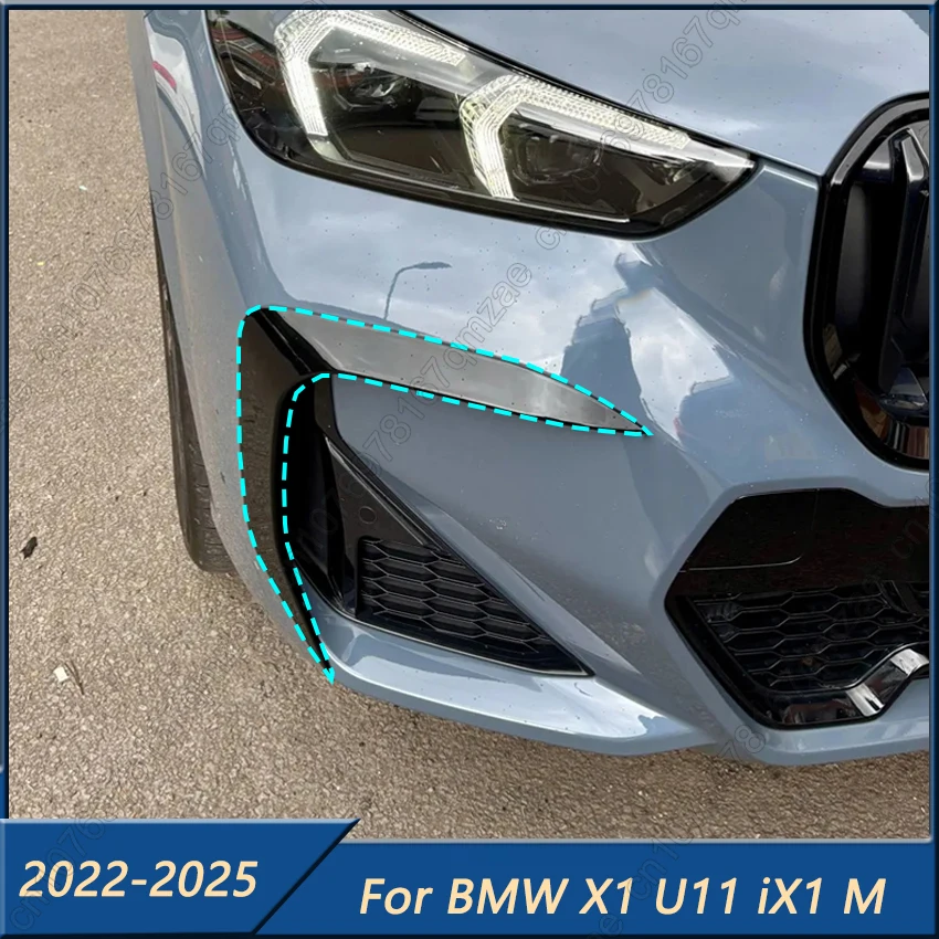 

Gloss Black ABS Front Side Bumper Lip Splitter Side Air Vent Intake Fog Lamp Frame Spoiler For BMW X1 U11 iX1 M-Sport 2022-2025