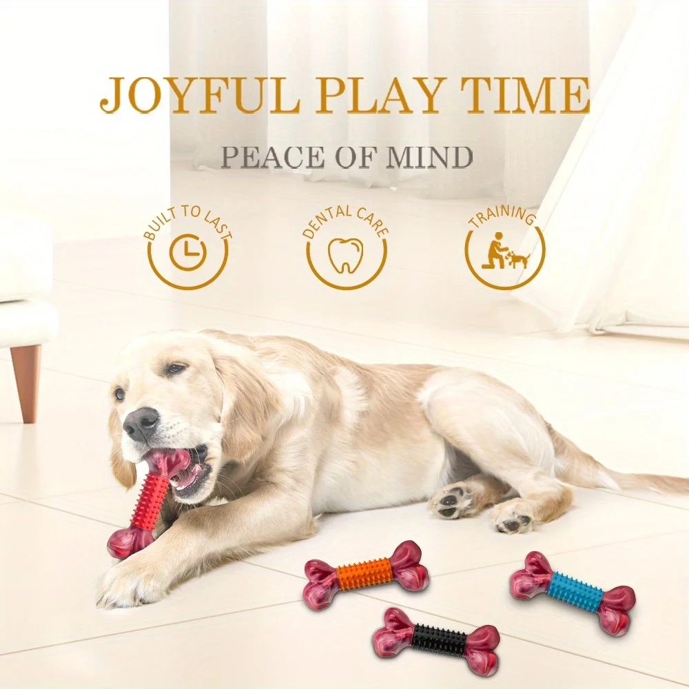 

Indestructible Chew Bone for Aggressive Chewers - Heavy-Duty Nylon & Rubber Toy with Beef Flavor, for Large Breed Dogs like