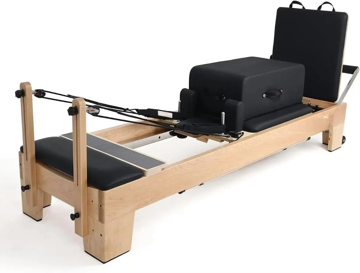 Foldable Pilates Reformer for Yoga Training Body Building Foldable Wood and Aluminium for Studios pilates elevated reformer