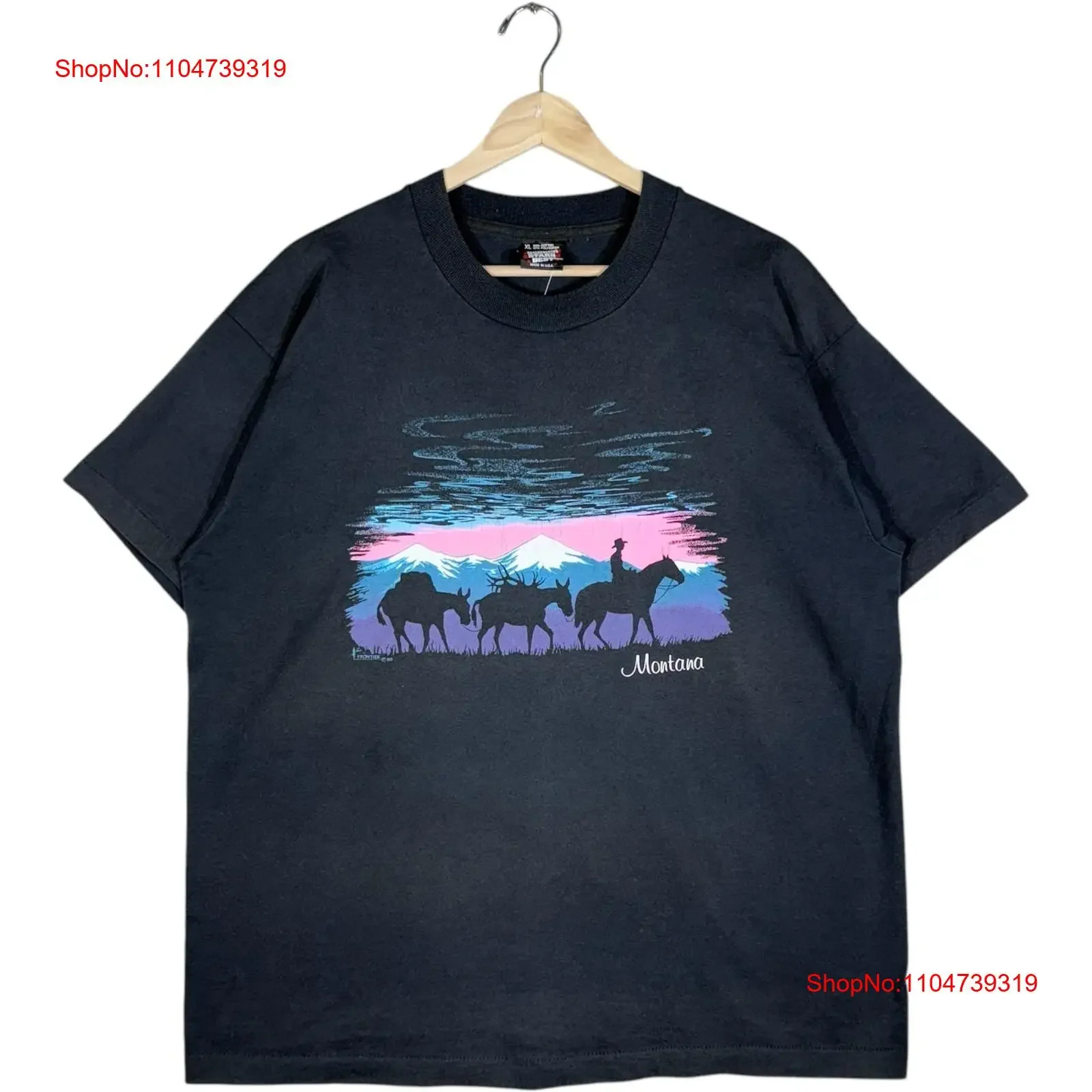 

Винтажная сувенирная футболка Montana, мужская XL, черная, винтажная, стираная, домашняя, дизайнерская одежда, универсальная, эластичная, стильная, удобная