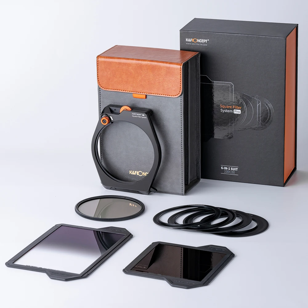 K&F Concept System Pro Square Filters CPL+ND1000+Soft Gradient GND8 Filter with 67mm 72mm 77mm 82mm Adapter Rings