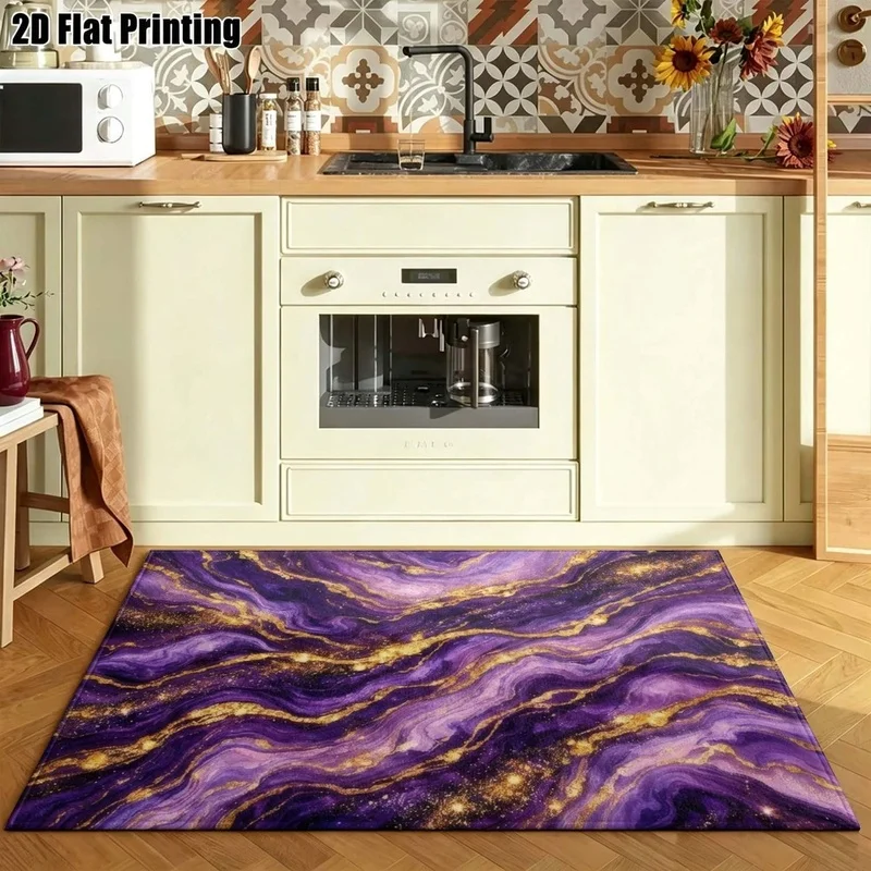 1Pc Light Luxury Gilded Purple Halo Abstract Art Carpet, Retro Art Decorative Carpet for Living Room, Bedroom, Dining Room, Bedside, Indoor and Outdoor Patio, Home Decor