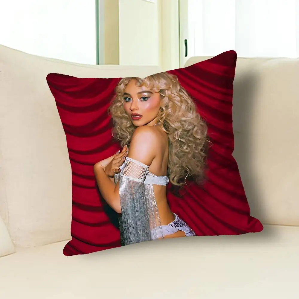S-Sabrina C-Carpenter Bring Your Love Pillow Cases for Bedroom Living Room Sofa Home Decor Polyester Cushion Cover with Zipper