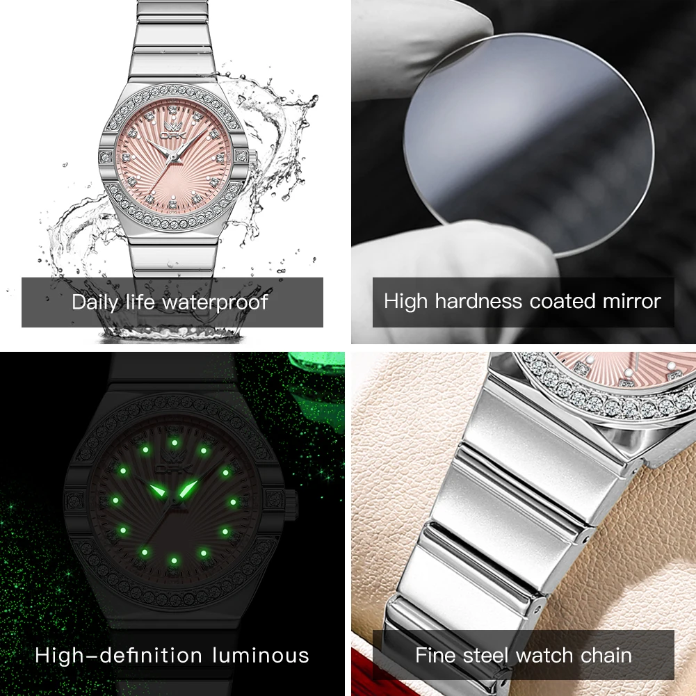 OPK 6042 Ladies Watches Original Fashion Light Quartz Wristwatch Waterproof Luminous Watches For Women Diamond scale Reloj Mujer