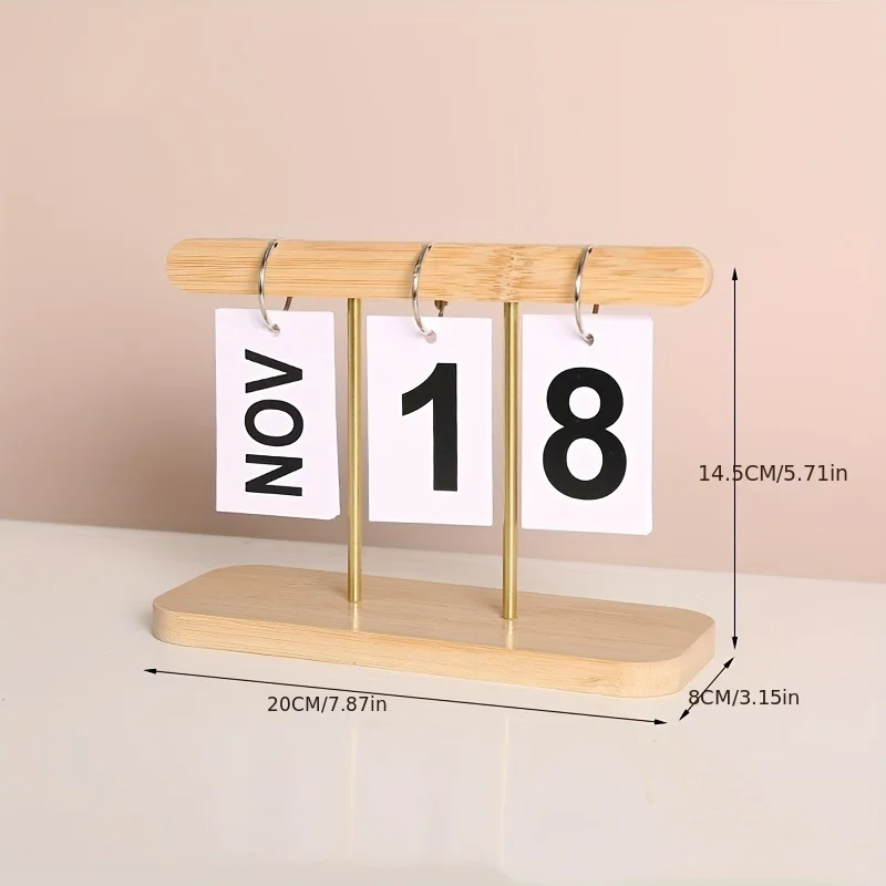 

1pc Modern Simple Wooden Calendar, Flipping Pages, Hanging List, Universal Calendar, Bedroom Desk Decoration, Holiday Gift Decor