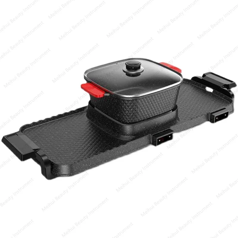 

110V Hot Pot Barbecue Dual Purpose Household Electric Cooker Fish Plate Non Stick Electric Baking Plate