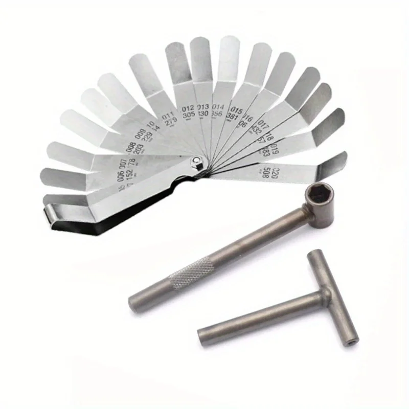 Motorcycle Engine Valve Adjustment Tool Set – Spanner and Feeler Gauge for Valve Clearance 0.005 To 0.020 Inch