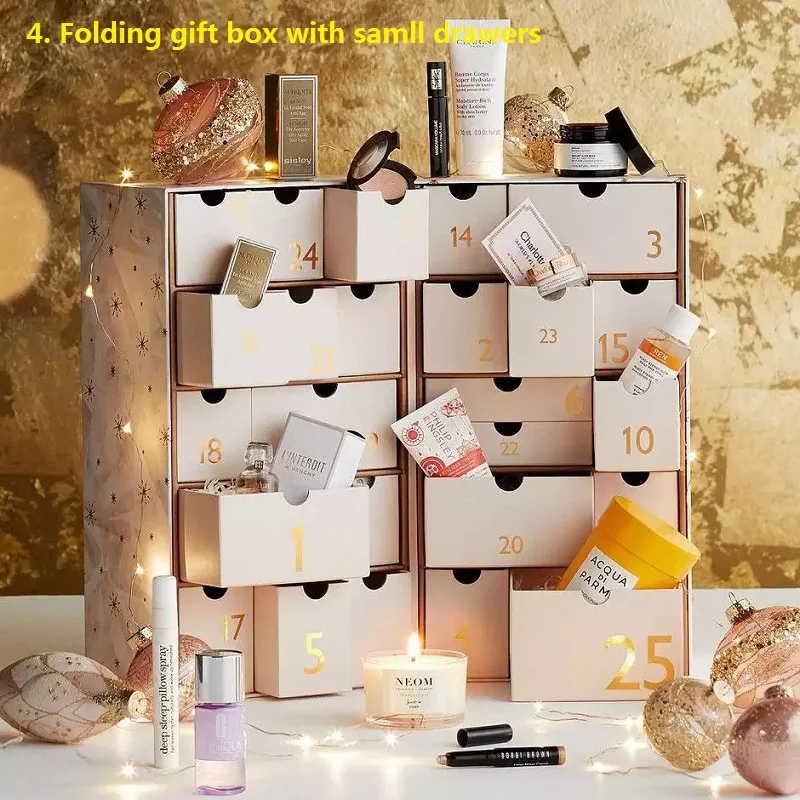 Custom Christmas hot selling product advent calendar box custom empty luxury cardboard paper gift beauty cosmetic packaging coun