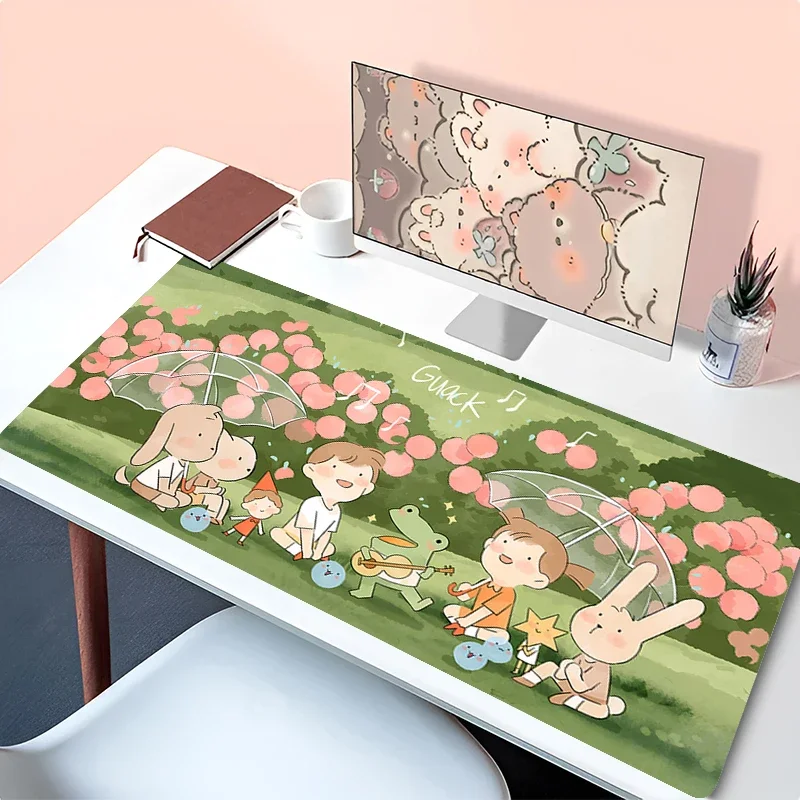 Frog Singer Anime Mouse Pad Girly Large Computer Office Home Table Mat XXL 90x40cm Rubber Non-slip Keyboard Mats Long Desk Pads