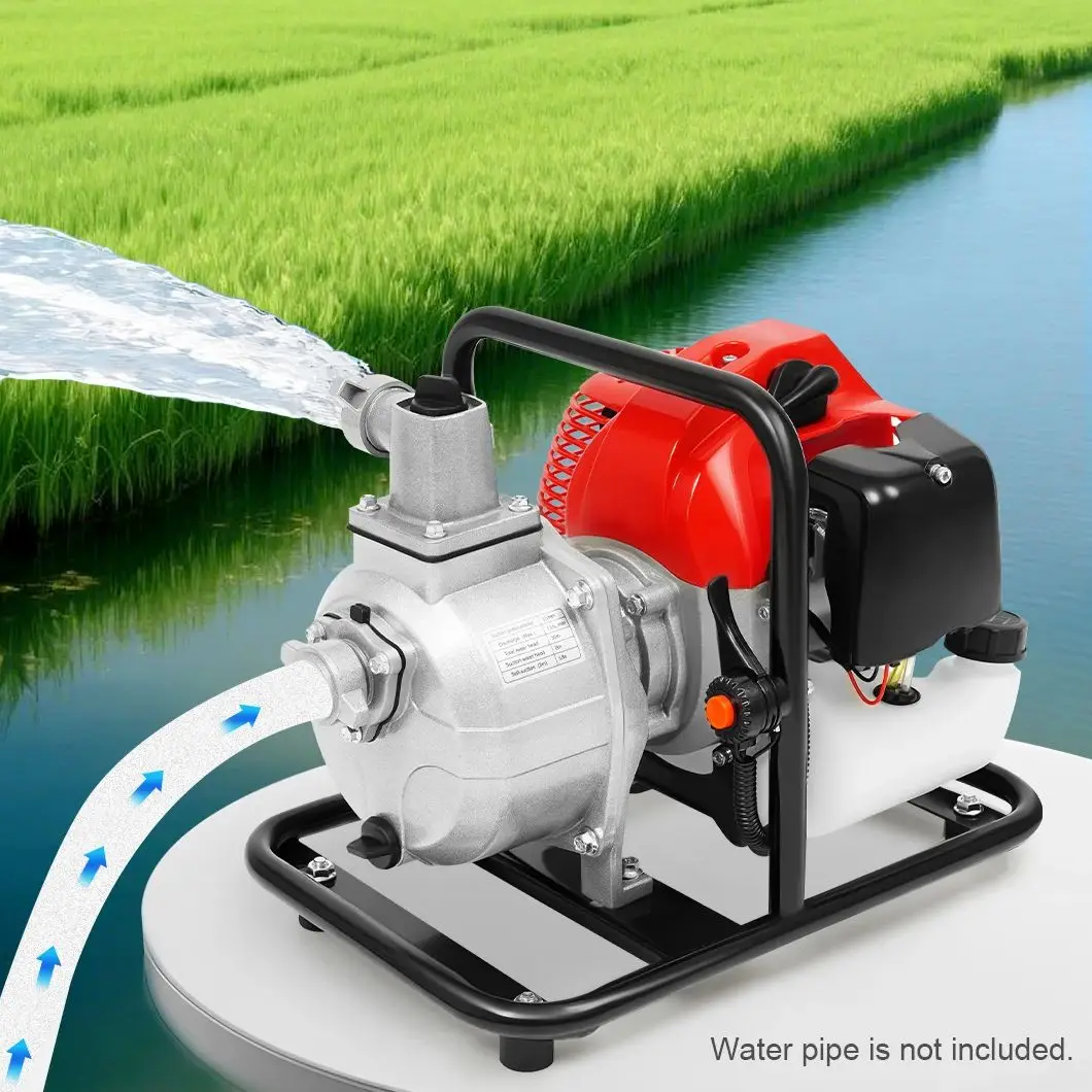 

Бензиновый водяной насос 1.7 л.с., портативный 2-тактный насос 43 куб. см, 8500 об/мин для ирригации, дренажа и перекачки воды ﻿