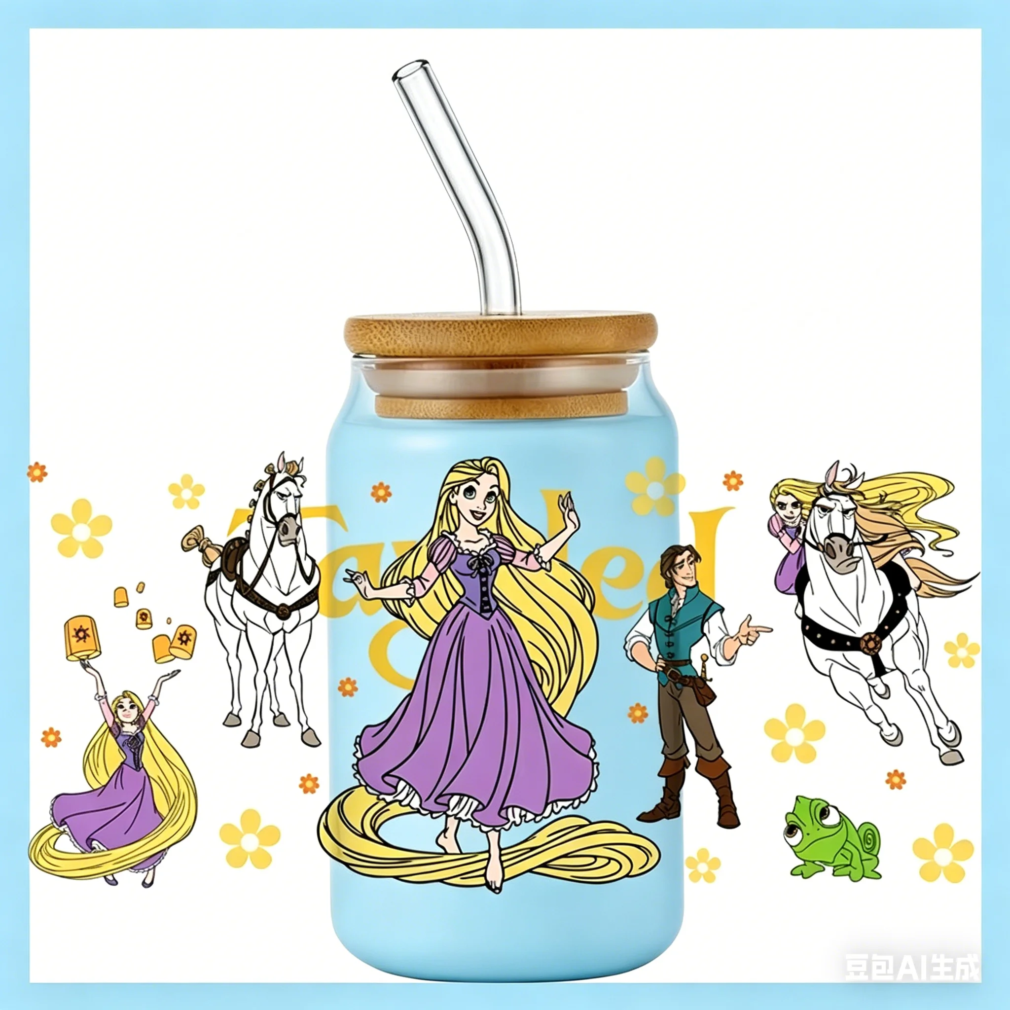 Beliebtes Prinzessin-Rapunzel-Muster DTF-Aufkleber Coole Personalisierte UV-Transferaufkleber Benutzerdefinierte Etiketten Selbstklebend Wasserfest