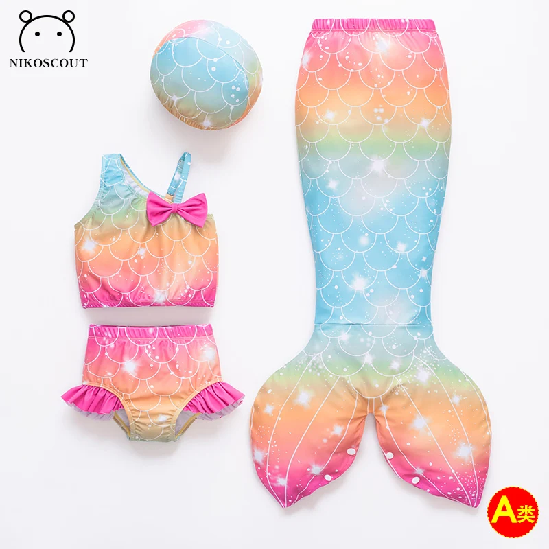 Mermaid Tail Kidsren's Swimsuit Girls Swimsuit High-End 2024 Internet Celebrity Baby Split Quick-Drying Cute Baby