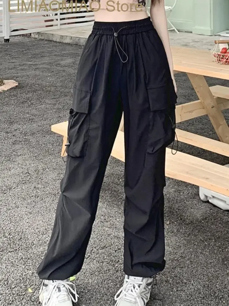 New Korean Style Fashion Cargo Pants Women Pockets Vintage Casual Pants Female High Waist Designer Streetwear Pants