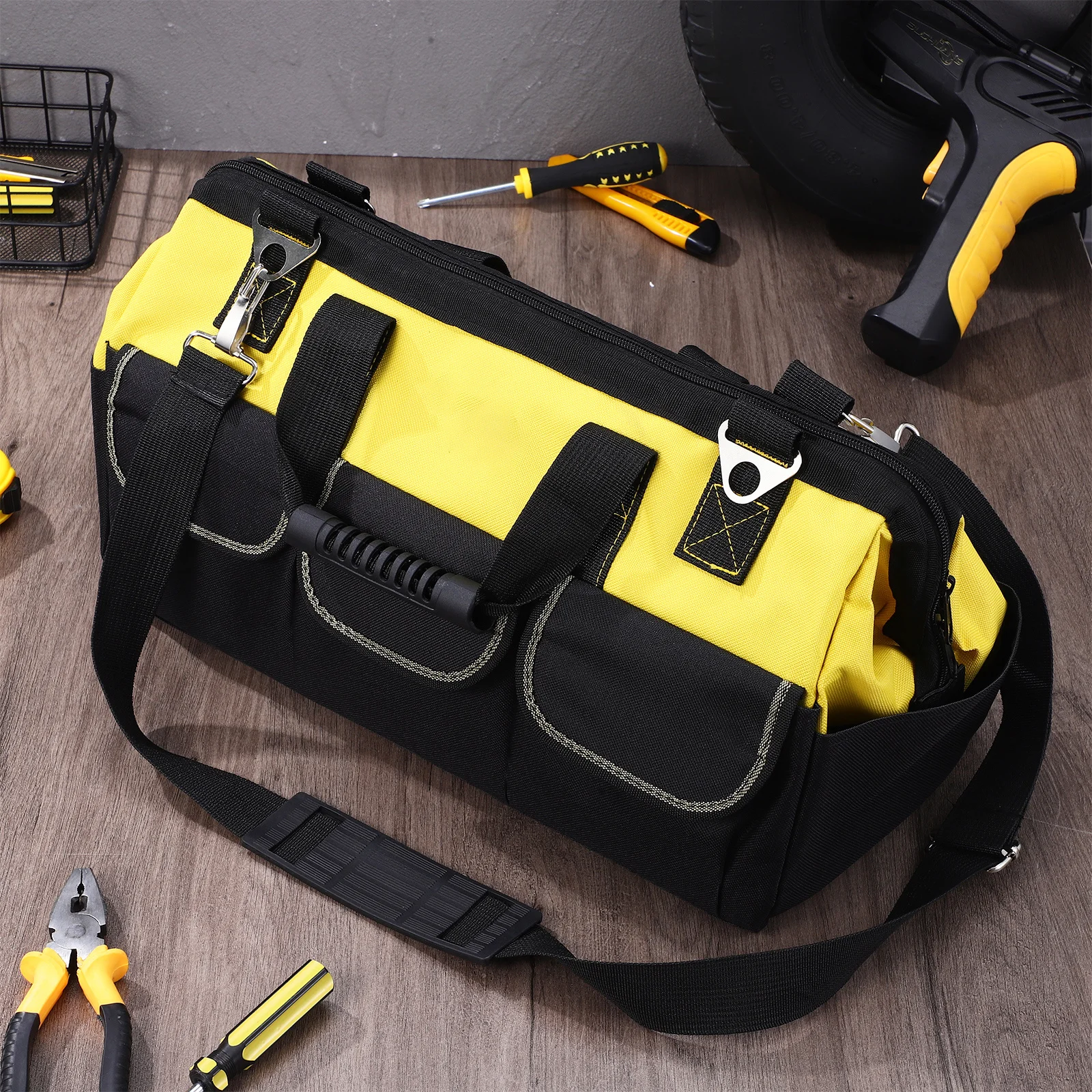 أكسفورد القماش أداة مقسم حقيبة سعة كبيرة متعددة الوظائف ميكانيكي كهربائي فني أداة تخزين حمل عدة #2