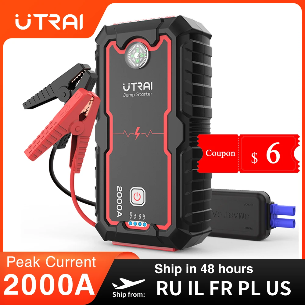 UTRAI 2000A Jump Starter Power Bank Portable Charger Starting Device For 8.0L/6.0L Emergency Car Battery Jump Starter