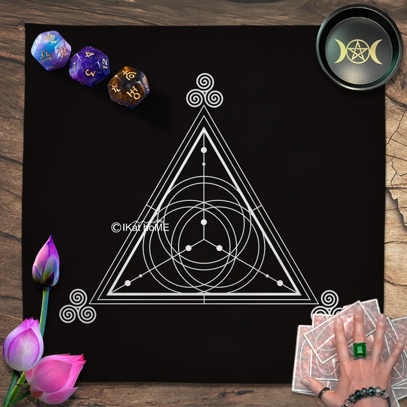 Spiritual Symbol Triskeleon Tarot Tablecloth Velvet Altar Cloth Pagan Pendulum Magic Witchcraft Astrology Oracle Card Pad Mats