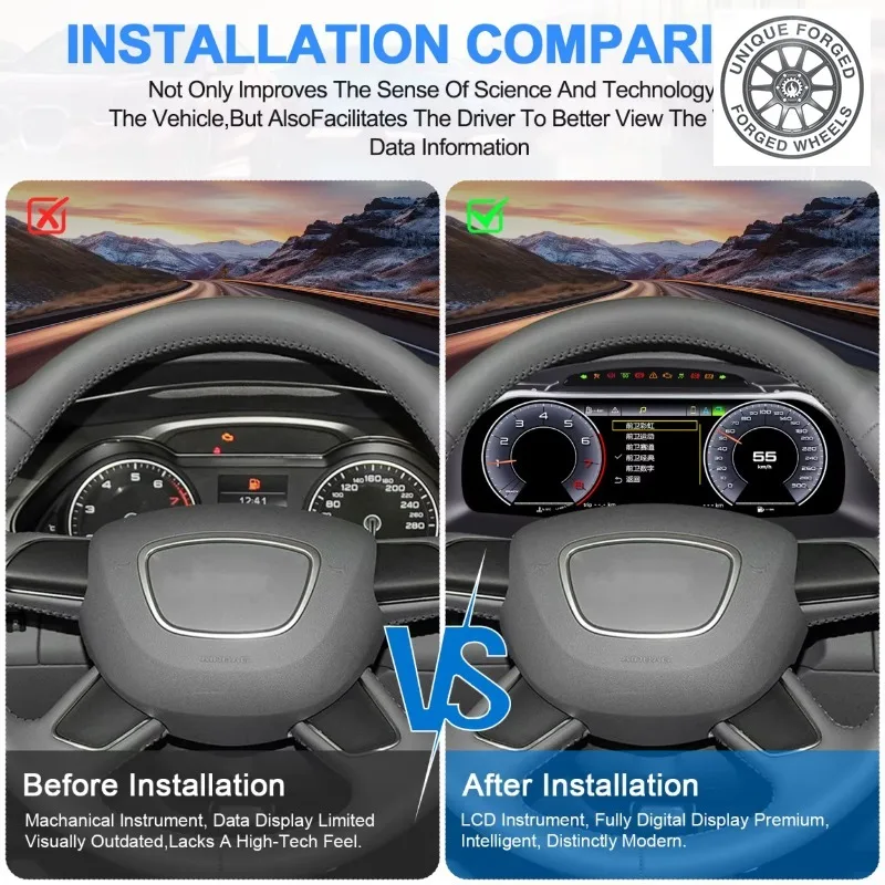 26 StyleOEMD Digital Instrument Panel LCD Dashboard Upgrade For Audi A4 2013-2016 Speedometer Linux System Virtual Cockpit