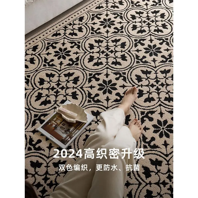 

Retro Waterproof Stain-Resistant Rug – Wipe Clean Living Room Coffee Table Carpet, Luxury Plush Bedroom Floor Mat (Non-Slip)