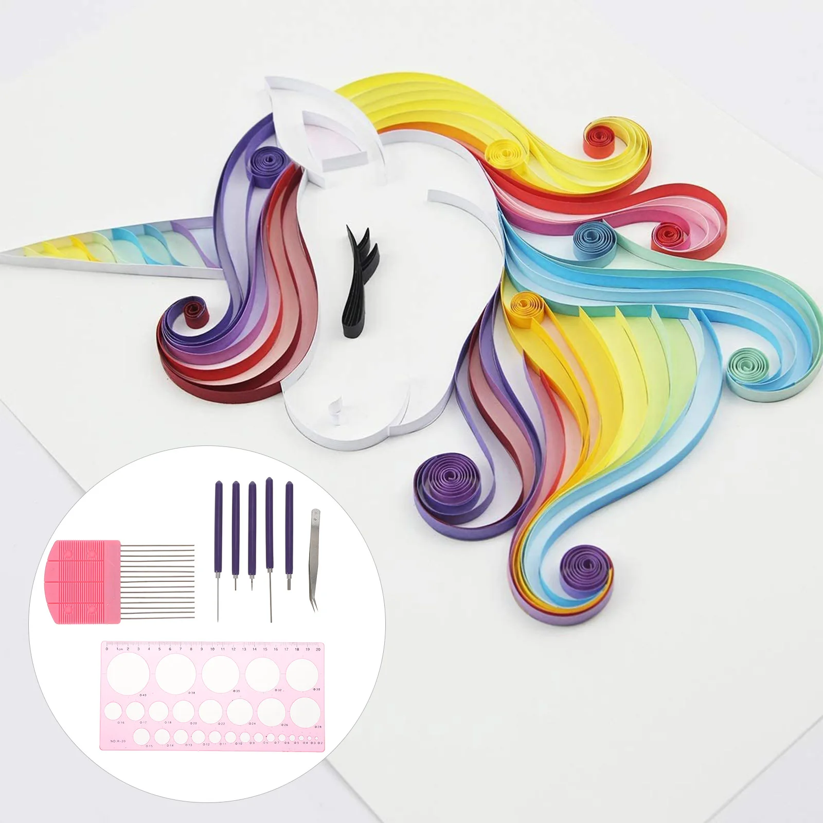 

8Pcs Paper Quilling Tool Kit DIY Rolling Pen Tweezers Ruler Comb Handmade Crafts Supplies for Paper Crafting and Origami