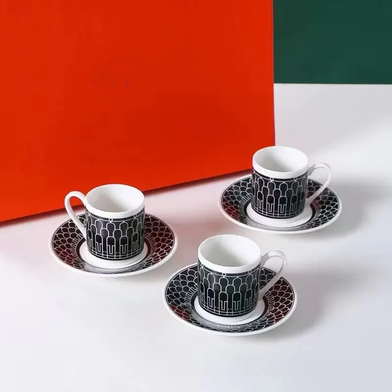 Espresso Coffee Cups Set 6 Pieces Ceramic Coffee Mug Drinking Cup with Handle for Tea Milk Office Novelty Gift With Box