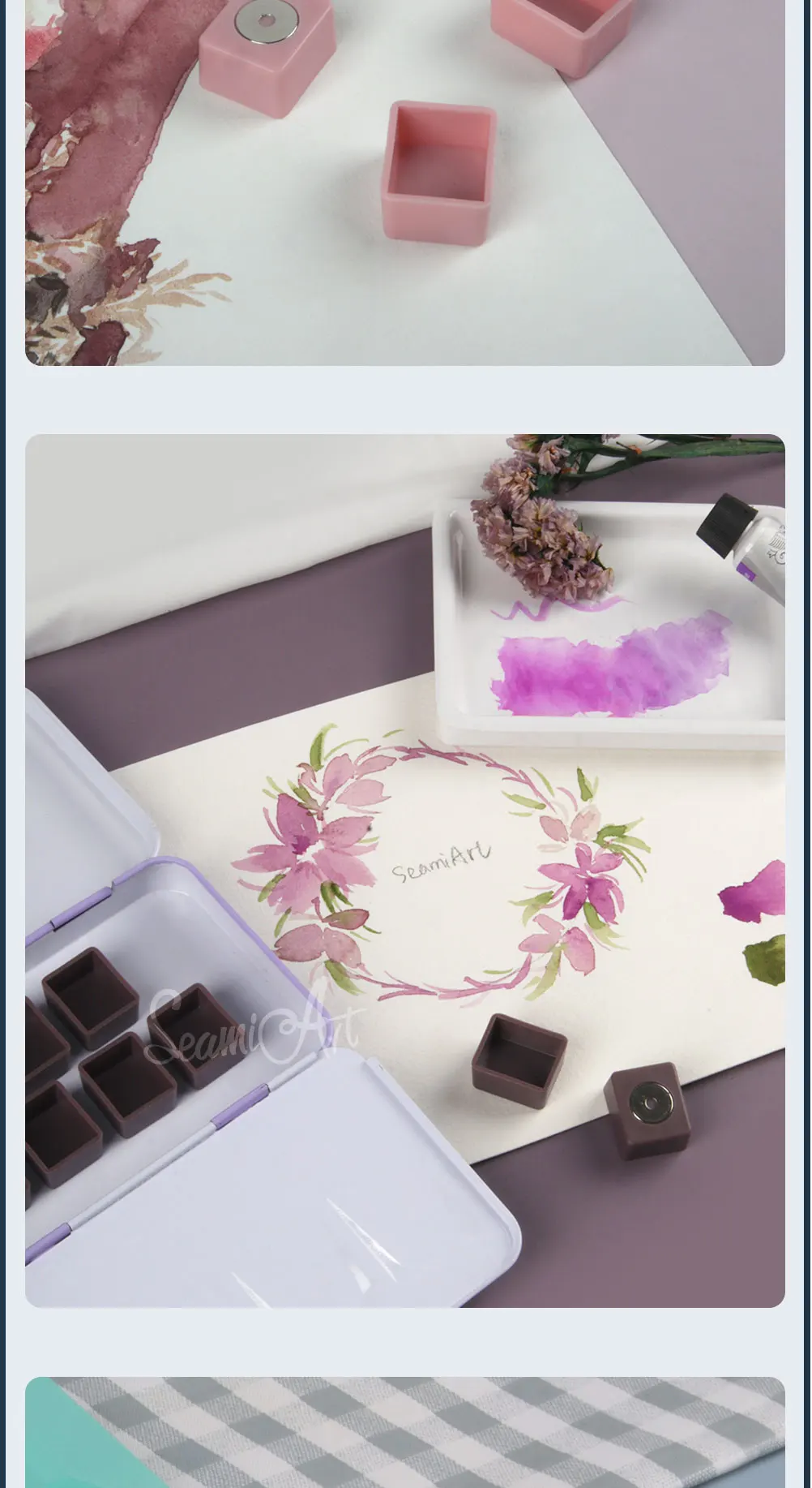 SeamiArt 50 Stück magnetische Halbfläschchen in vier Farben für Aquarellfarben, Unterverpackung in Blechdose, Palette, Malwerkzeuge, Kunstbedarf – Detail 8