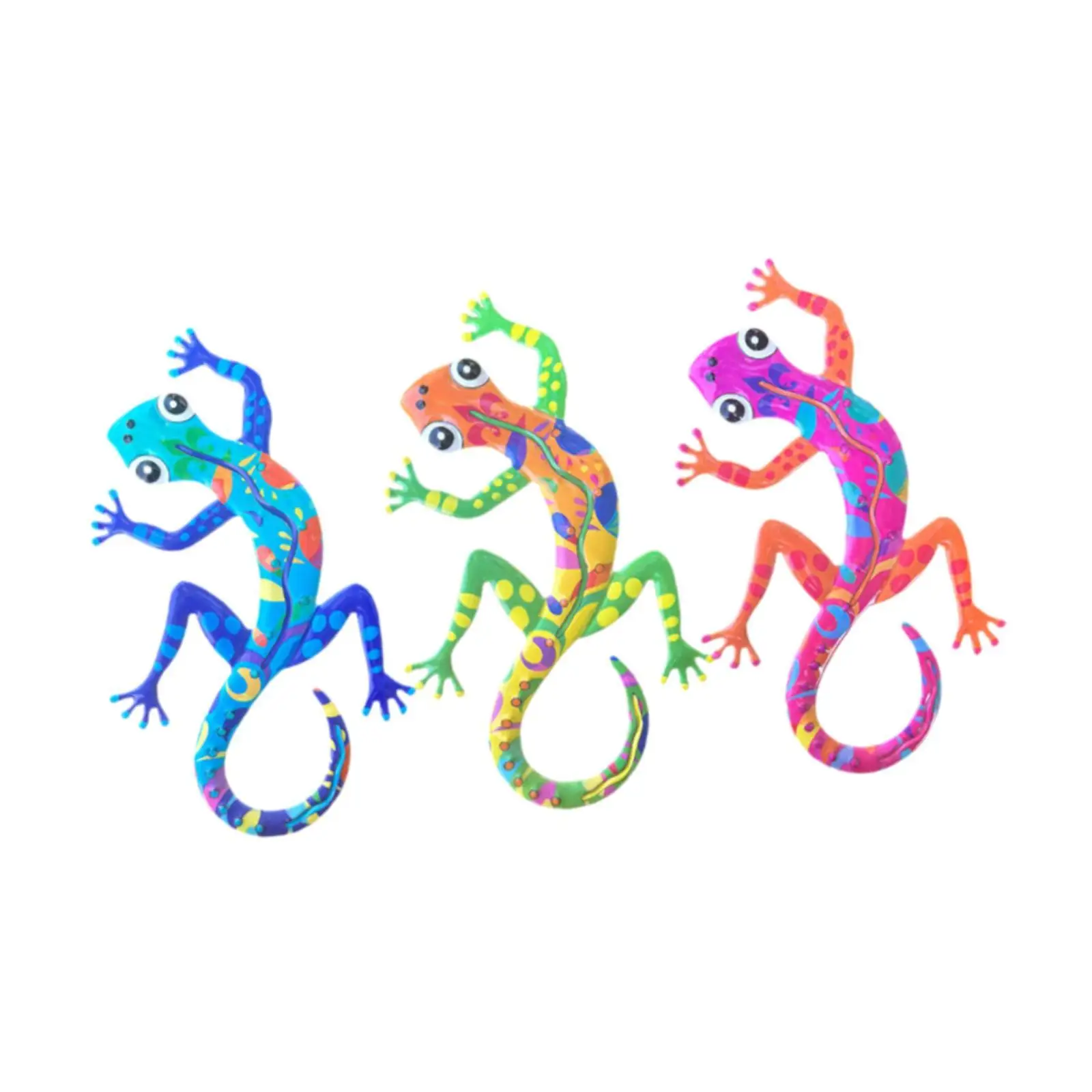 Outdoor Garden Fence Gecko Wall Art Multicolor Iron Lizard Decor for Porch Lawn Yard and Indoor Rooms