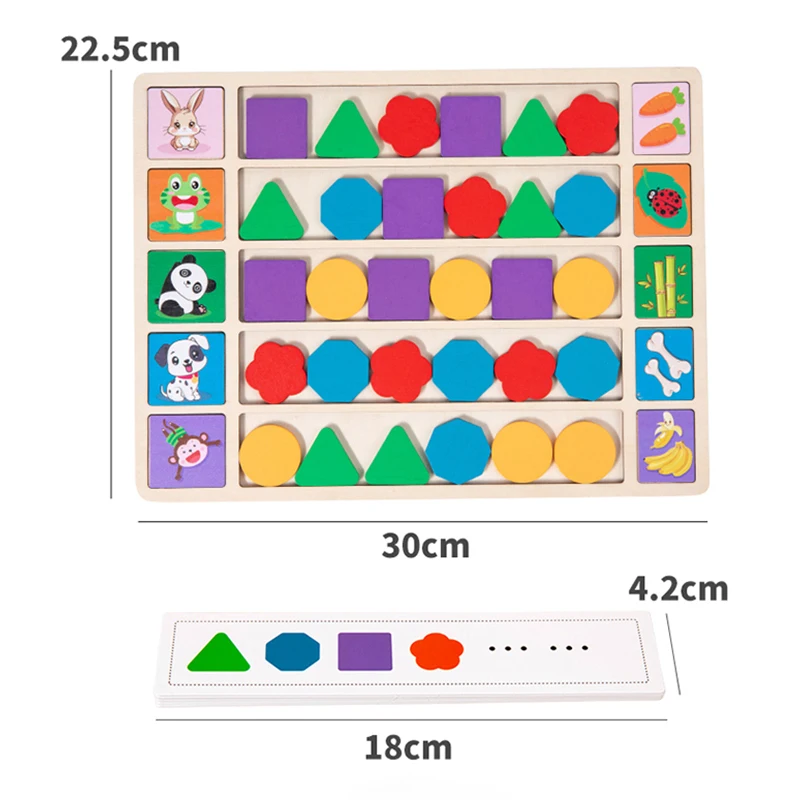 لوحة مطابقة النمط الهندسي الخشبي مع بطاقات الألغاز تطور مهارات المراقبة والتركيز الأشكال الملونة هدايا الألعاب