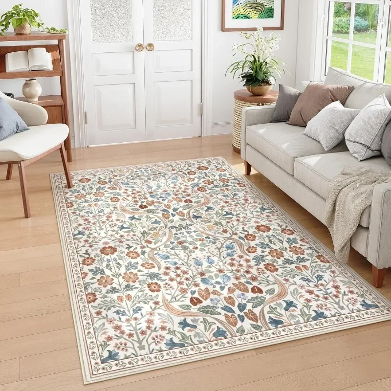 

Carpet for Living Room Large Area Retro Floral Bedroom Rug Creative Art Light Luxury Thick Plush Sofa Coffee Table Mats 러그 Tapis