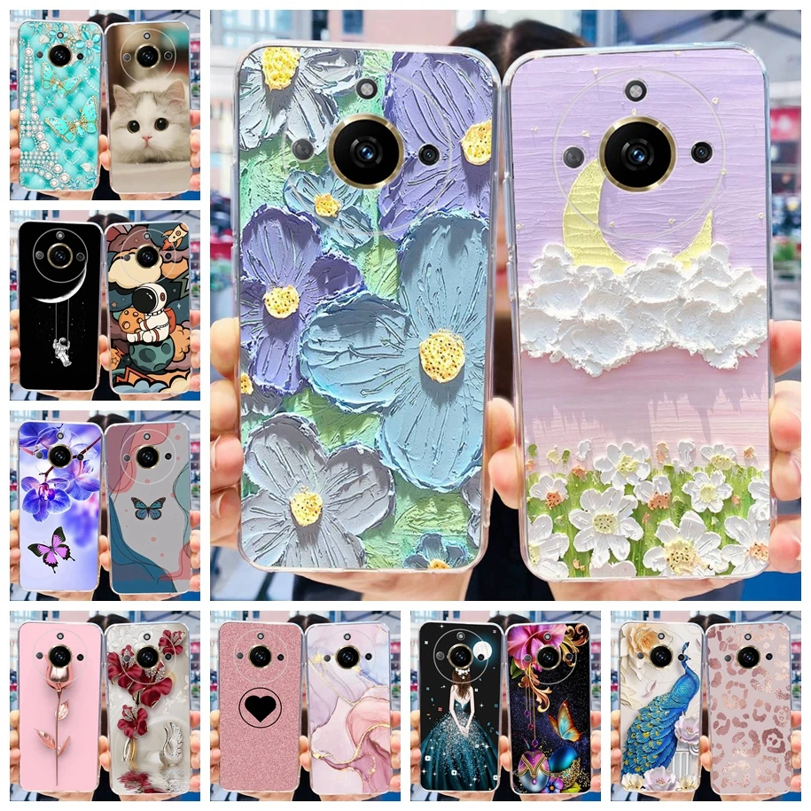 For Realme 11 Pro Plus Case RMX3740 RMX3741 Phone Cover Fashion Flower Butterfly Soft Silicone Funda For Realme 11 Pro 5G Bumper