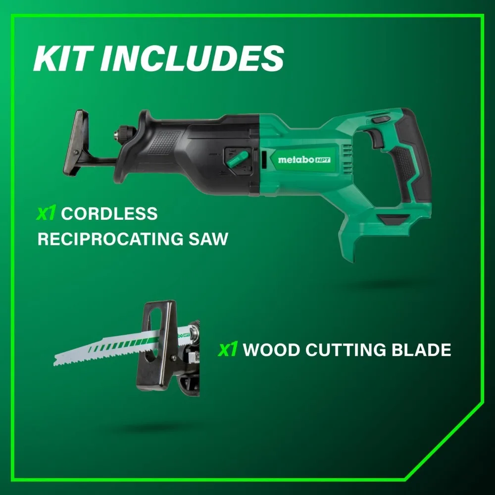 Sierra alternativa inalámbrica de 18 V con corte orbital, vibración reducida al 36%, longitud de carrera 1-1/8, 3000 SPM, luz LED, tecnología MultiVolt