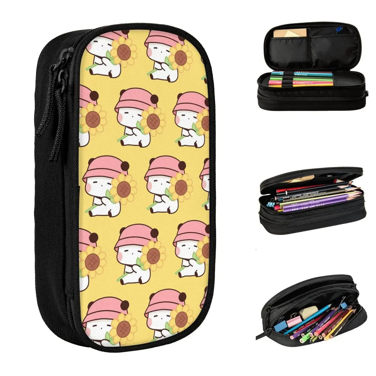 

Large-capacity Pencil Pouch Dudu Gives Bubu Sunflower Office Accessories Double Layer Pencil Bag Women Make Up Bag Gift