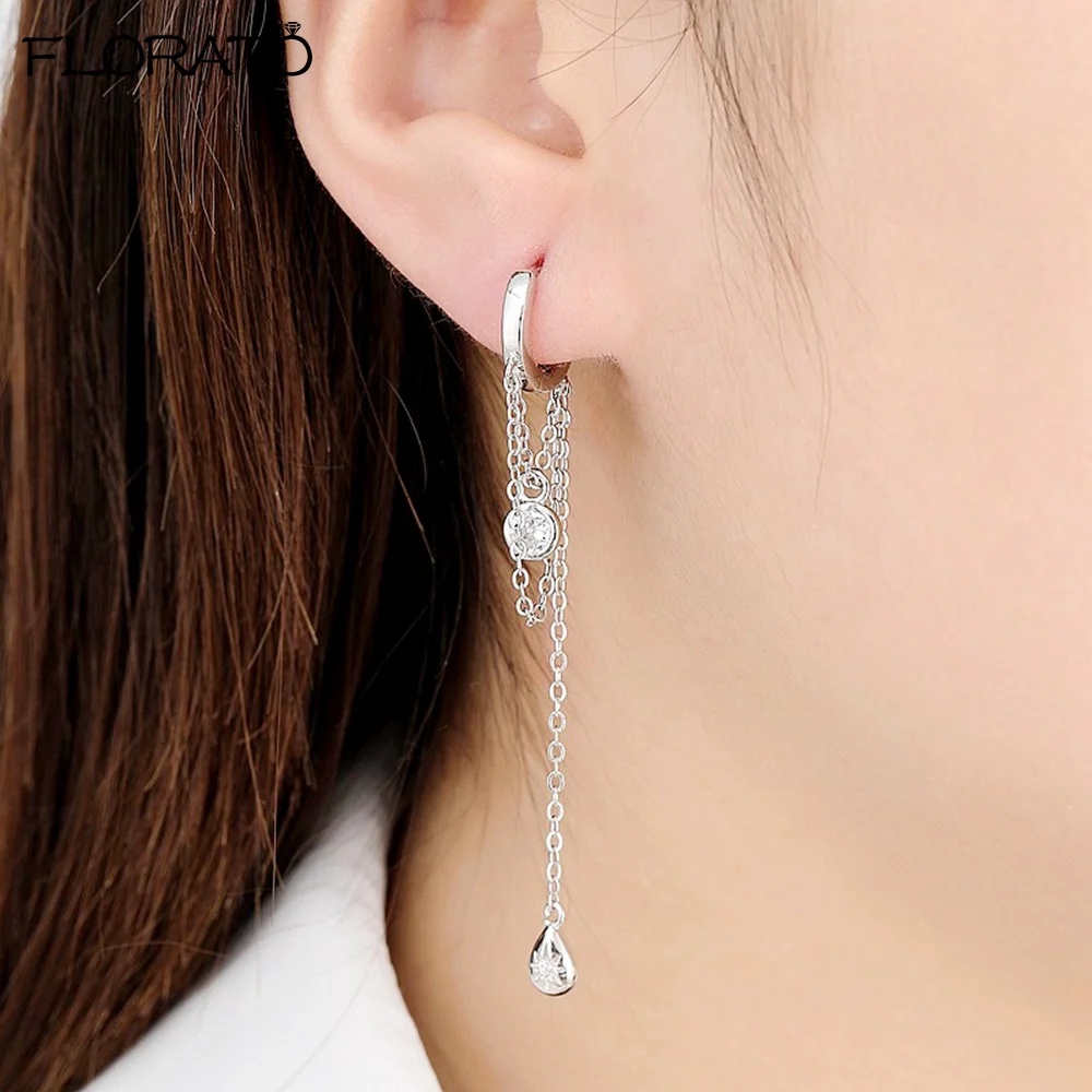 925 Sterling Silver Needle Fashion Metal Chain Long Earrings 2023 Gold Tassel Hoop Earrings for Women\'s Wedding Jewelry Gift