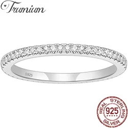 Trumium-Anillos De Compromiso apilables para mujer y niÃąa, banda de boda de plata de ley s925 autÃĐntica, circonita cÚbica, eternidad completa, regalos, 2mm
