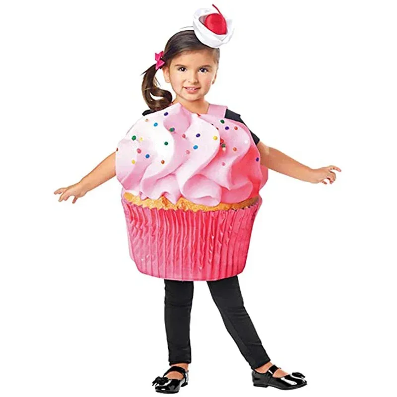 

2025 New Child Cupcake Confetti Girls Sugar Sweet Pink Cake Dress Up Women Halloween Costume For Kids Purim Carniva☆☆☆aa