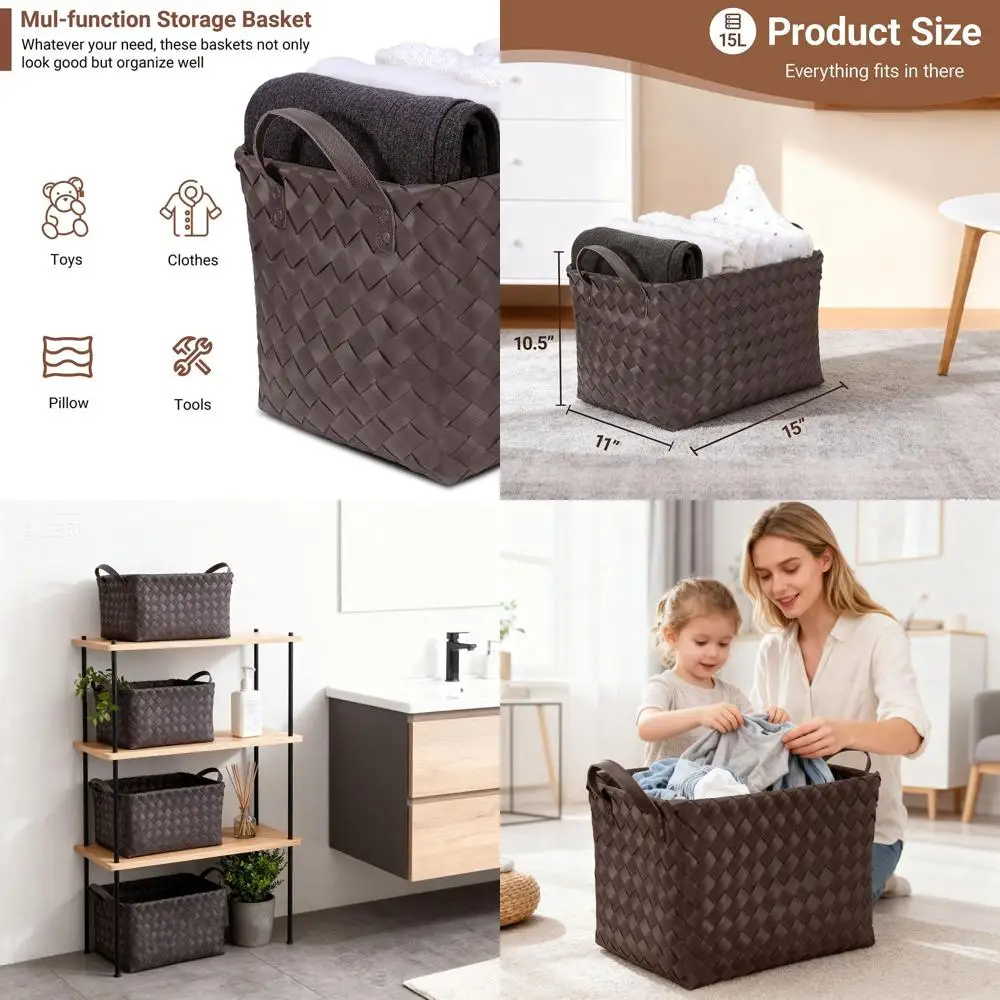 

Набор из 4 водонепроницаемых складных корзин для белья для домашнего хранения — большие органайзеры-кубики для одежды, полотенец и многого другого