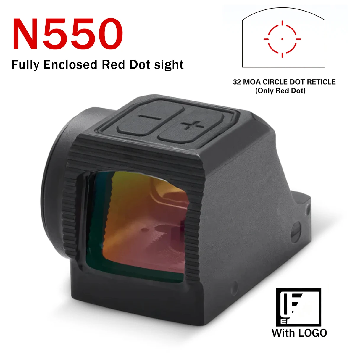 NEW N550 Fully Enclosed Red Dot Sight Tactical Airsoft Sight Optics Hunting Mini RifleScope for Picatinny W/Sports Shake Awake