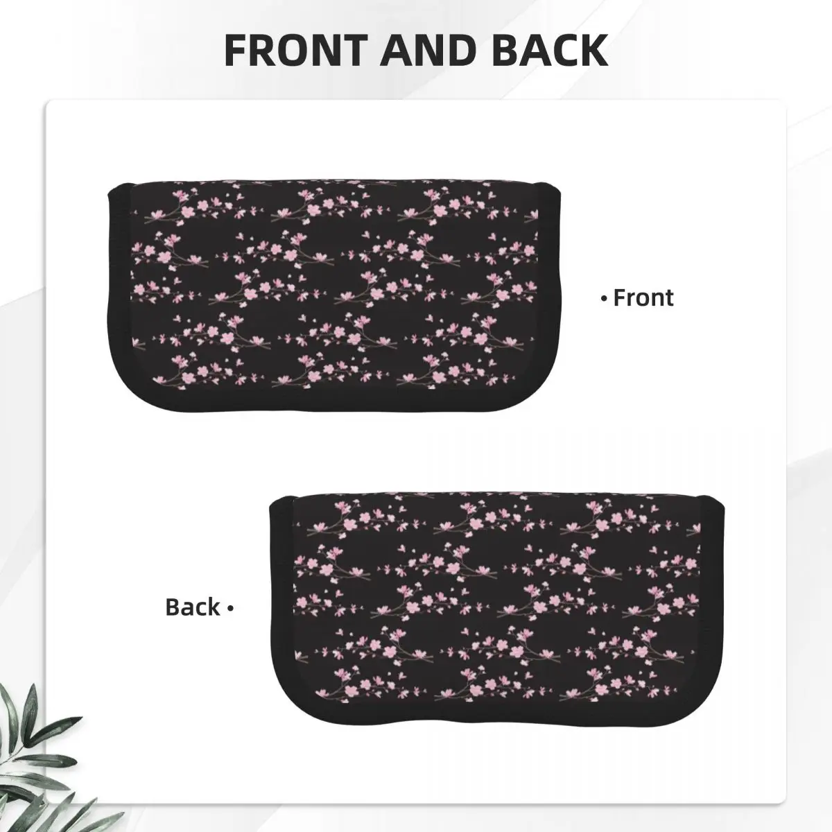 Cherry Blossom Flower Plant - Black Pencil Cases for Students School Pen Box Pencil Bag Pencil Pouch Storage Stationery Supplies