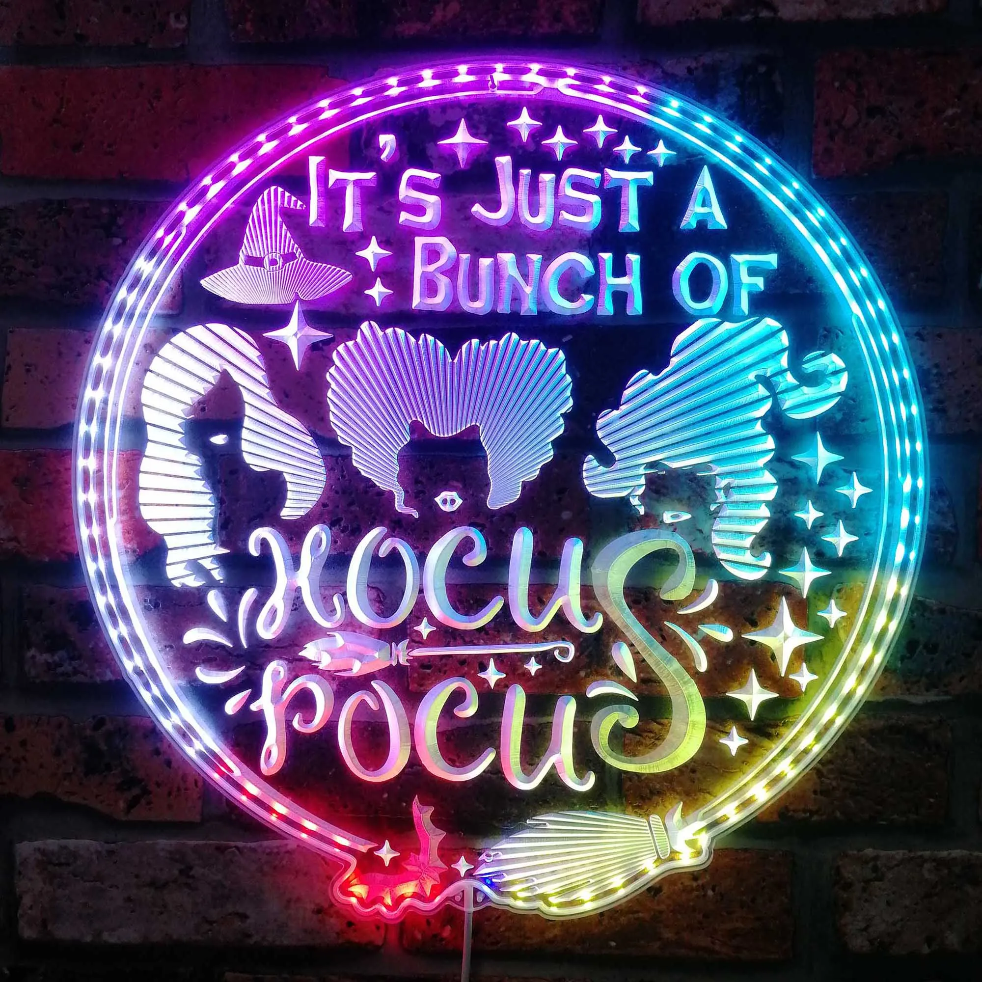 Hocus Pocus Dynamic RGB Edge Lit LED Sign, Game Room Decor, Gaming Night Light