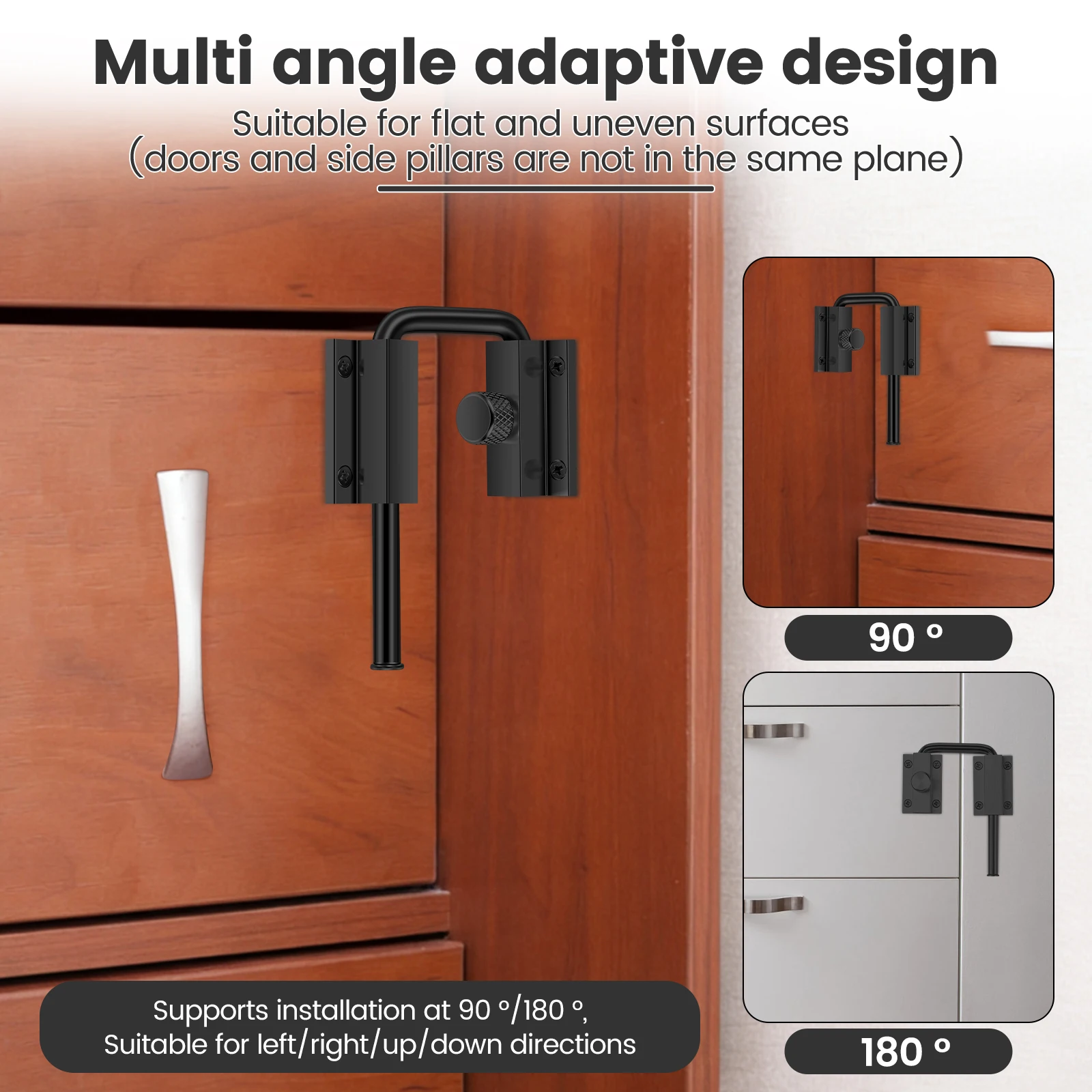 Sliding Door Lock Anti Theft Security Latch 90 180 Degree Aluminum Alloy Loop Lock For Cabinet Closet Drawer Rustproof Hardware