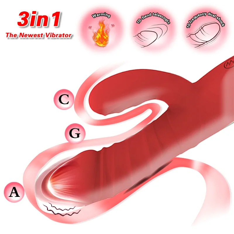 

Novelty toy 3-in-1 10 Frequency Telescopic Stick Simulation Penis Double Vibration Female G-spot orgasm AV Stick Heating Machine