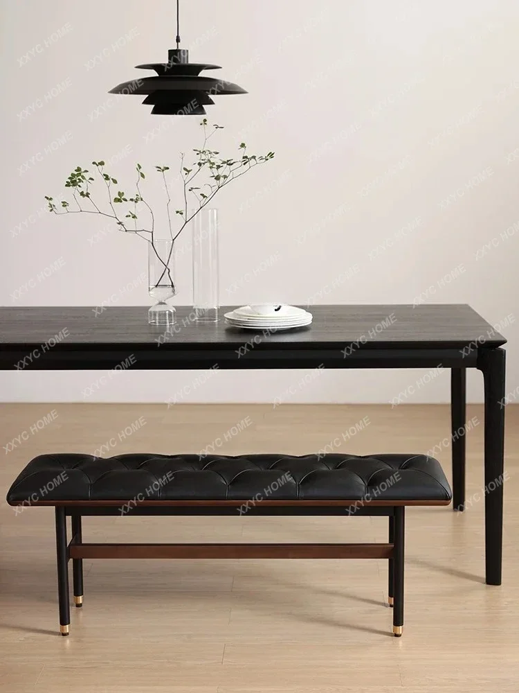 Nordic design, first layer cowhide metal legs dining table long stool bedside stool |