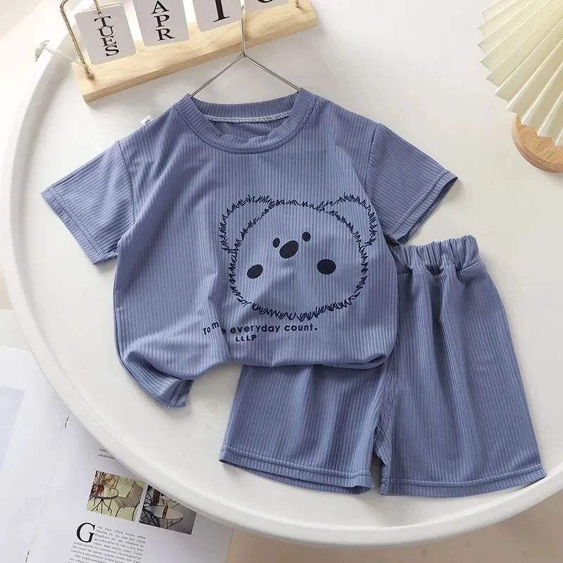 Children's Clothing Sets Kids Clothes Pajamas Set Bear Print Short Sleeve Tops + Shorts 2 Pcs  Boys Girls kids boutique clothes