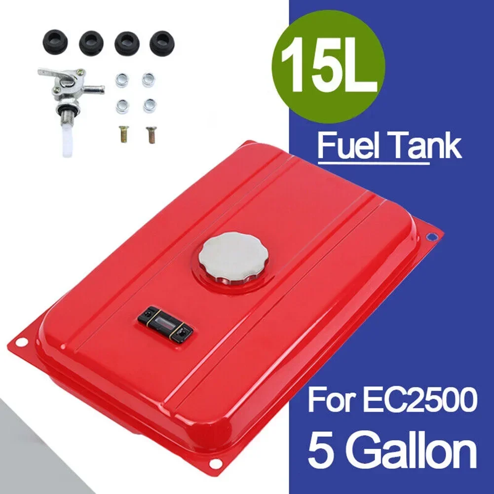 5 Gallon 51cm Generator Fuel Tank UniversalIy Gas Tank With Chrome Cap Gauge Petcock Valve Fits EC2500