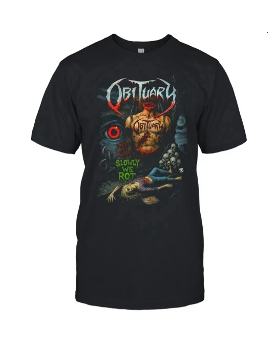 تي شيرت Obituary Band – تصميم الإصدار 2 للجنسين تي شيرت مناسب على الوجهين فاخر عالي الجودة لكل من الرجال والنساء