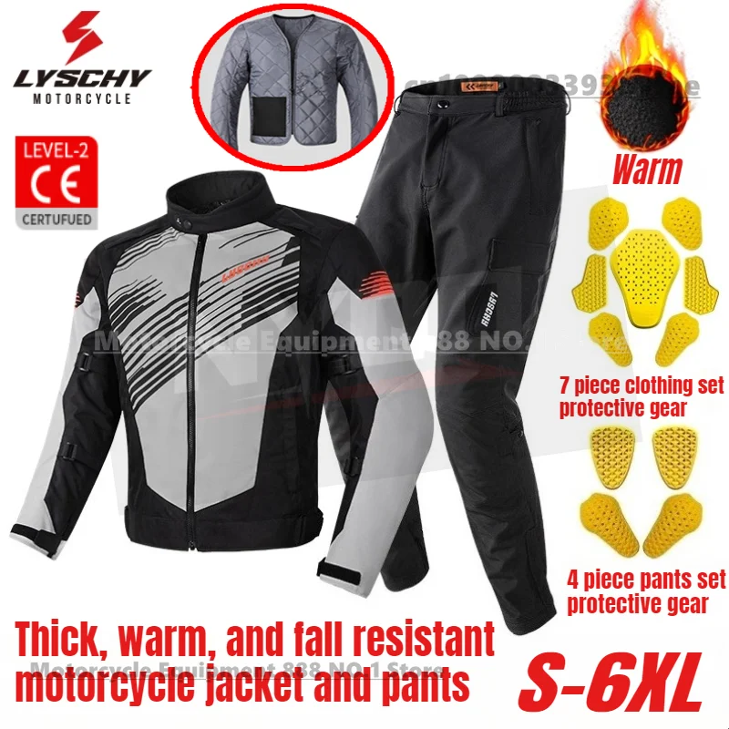 

LYSCHY Motorcycle Riding Suit Winter Men's Waterproof Thickened Warm and Anti Fall Motorcycle Jacket and Pants 6XL