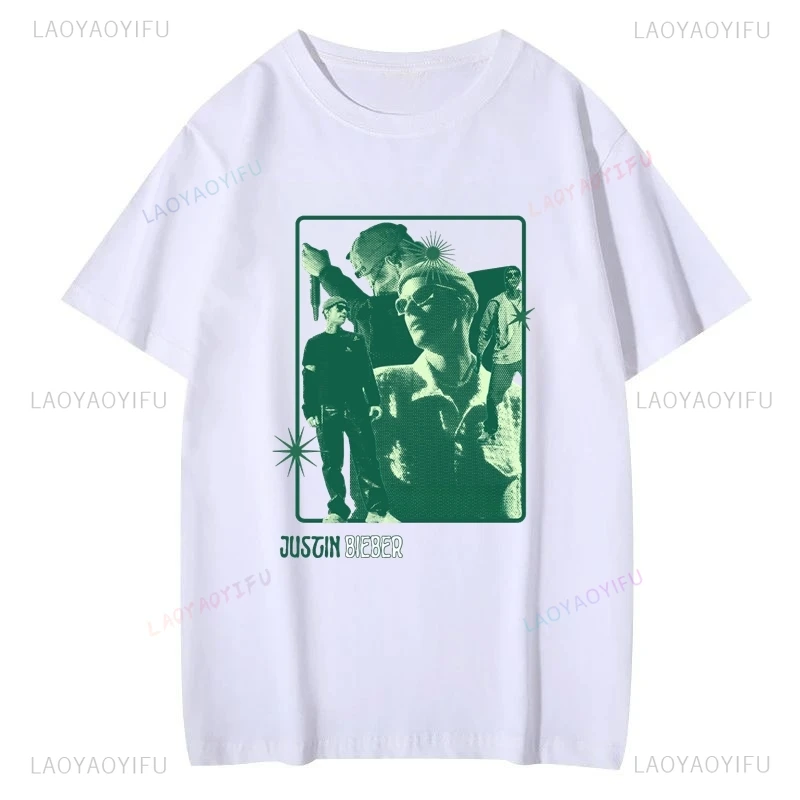 Spring/Summer 2024 New Justin Bieber Cover Poster T-shirt O-Neck Short Sleeve 100% Cotton Casual Unisex T-shirt Street Wear