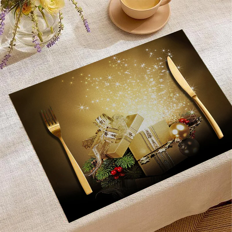 2025 عيد الميلاد الديكور الطرف الطباعة جو الجدول حصيرة الأوروبية مربع الغربية الغذاء المنزلية الجدول حصيرة #5