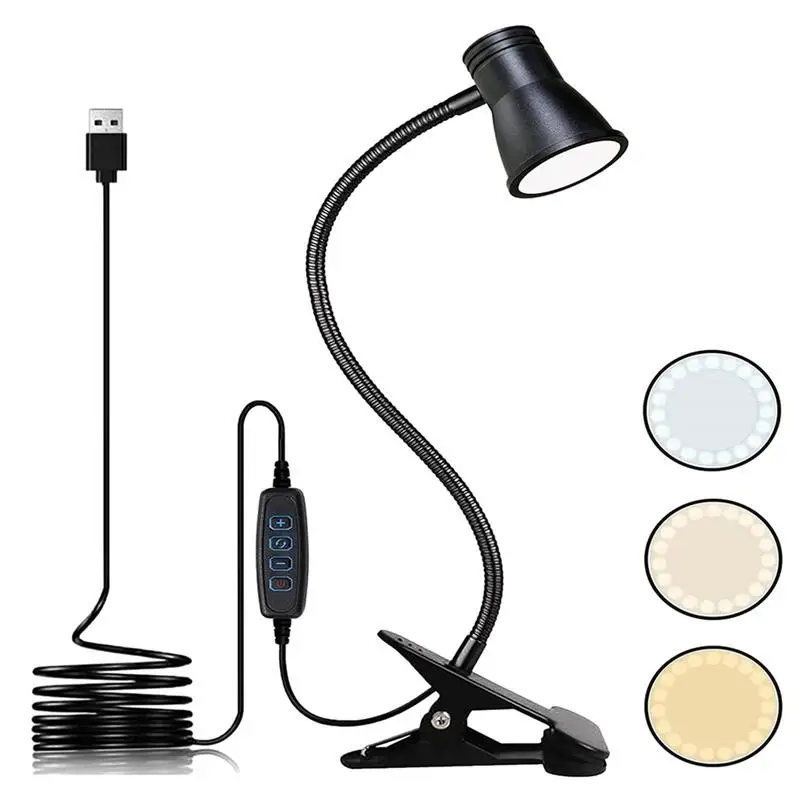 

Clip On Light For Desk Eye Caring Desk Lamp With Clamp Led Lamp With 3 Modes 10 Brightness 360 Degree Flexible Gooseneck