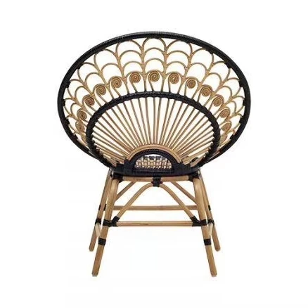 

mf-Baby Peacock Designer Decorative Chair in Rattan Natrual and Black·